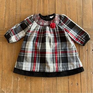 Hanna andersson smocked plaid velvet trim christmas dress